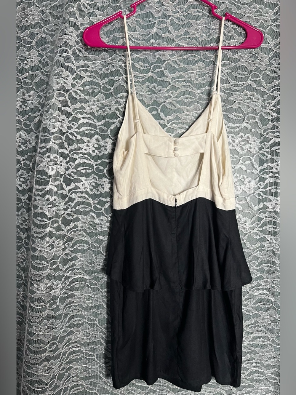 Urban Outfitters Kimchi Blue Cream & Black Colorblock Mini Dress Size 2 Y2K - Picture 5 of 7